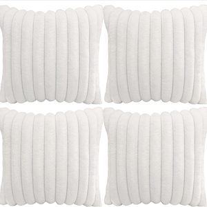 Aldernest 4 Pack 18x18 Pillow Cover Velvet Pillow Covers, Cream White