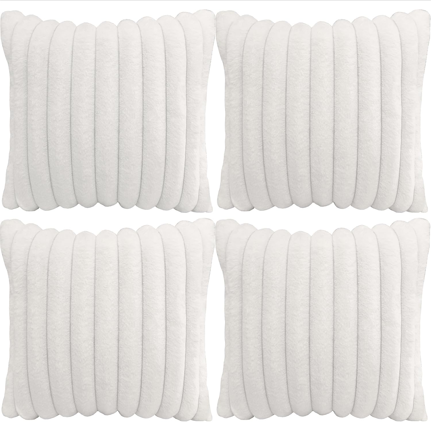 Aldernest 4 Pack 18x18 Pillow Cover Velvet Pillow Covers, Cream White