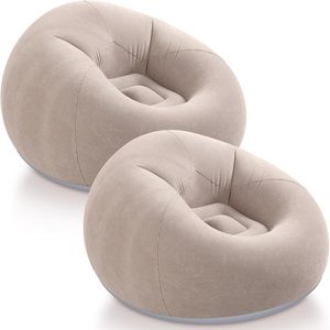 Brackenly Inflatable Bean Bag Chairs, Coffee, 2 Pcs, 38.5 x 21.6 x 11 inches