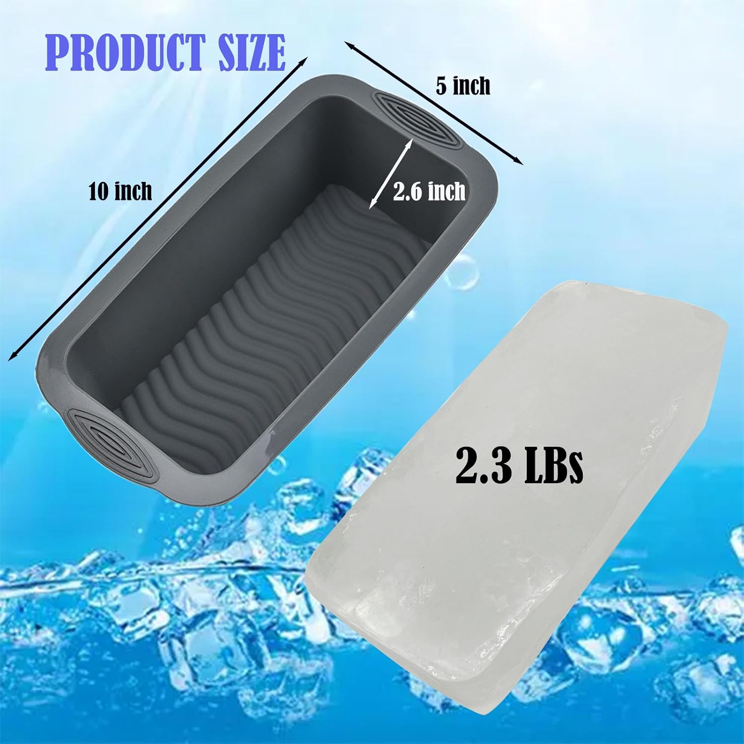 Aldernest 6Pcs Extra Large Ice Block Mold, Large Silicone Ice Molds for Ice Bath, 0.86 kg, 8.5 x 4.5 x 2.5 inches