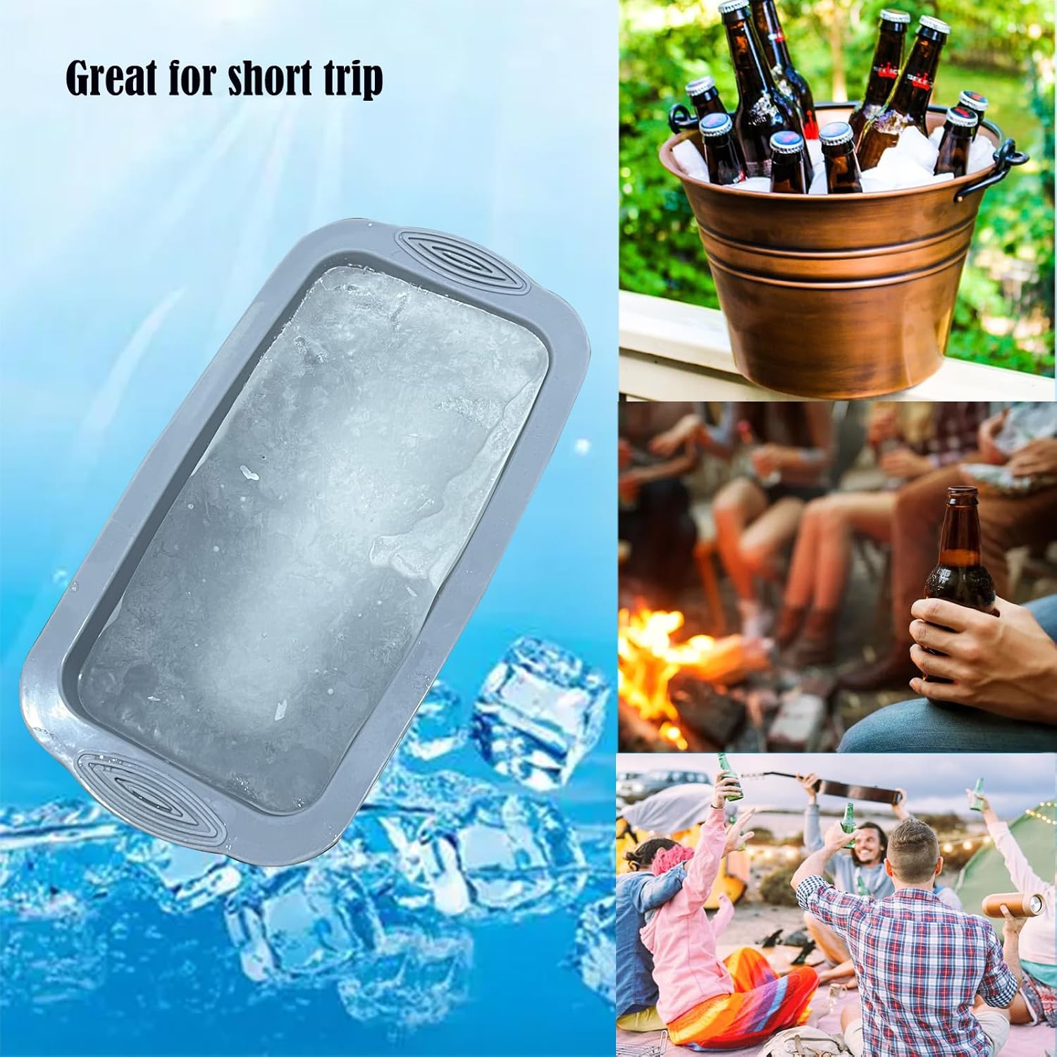 Aldernest 6Pcs Extra Large Ice Block Mold, Large Silicone Ice Molds for Ice Bath, 0.86 kg, 8.5 x 4.5 x 2.5 inches