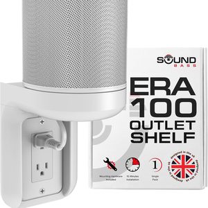 Birchmont ERA100 Shelf Wall Outlet AC, White, Plug Mount Organizer, Single