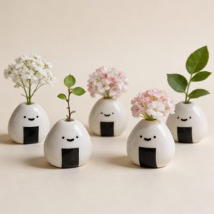Ashenby 5 PCS Mini Vase, Handmade Ceramic Japanese Onigiri Rice Ball Miniature Vase, 0.14 kg