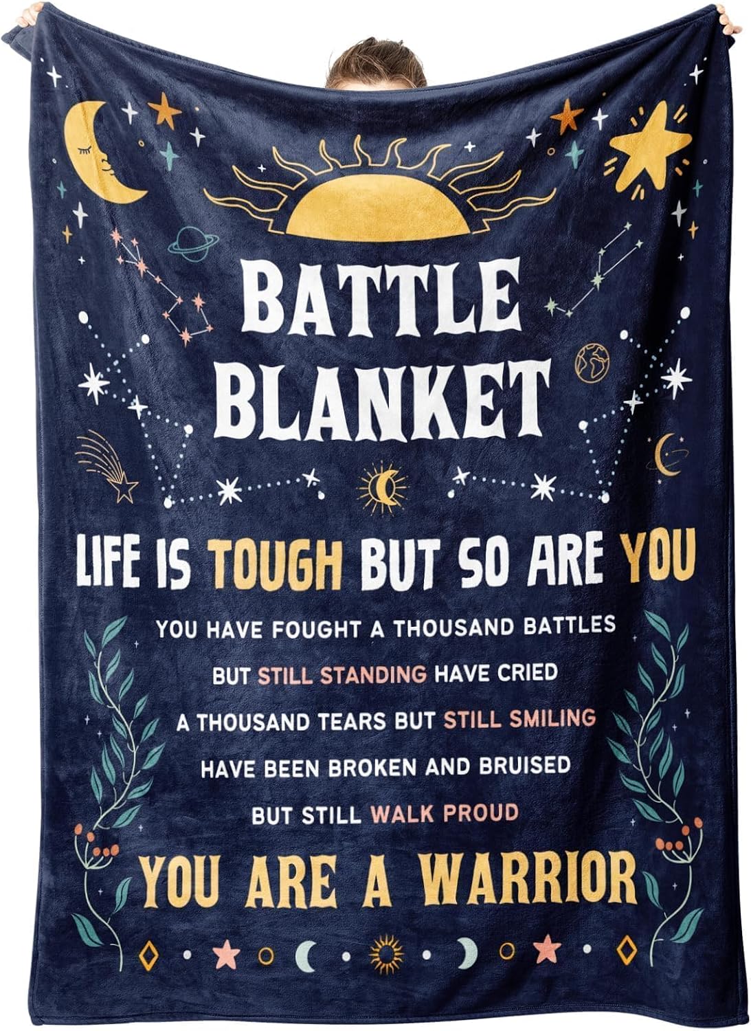 VelloHome Get Well Gifts Blanket for Her Him, Cancer Care Gifts for Women, 0.8 kg, 50"X60", Dark Blue