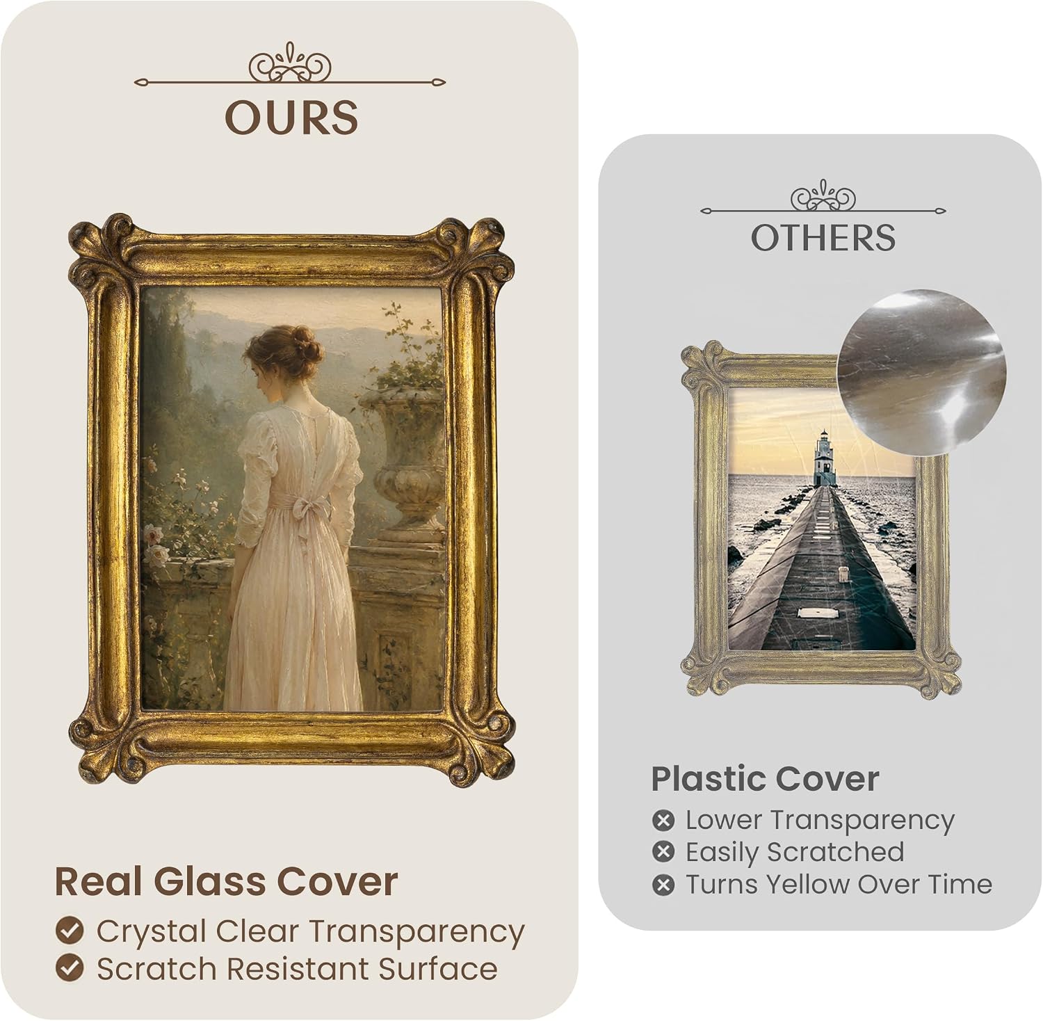 Aldernest Vintage Picture Frame 5x7 Inch, Luxury Antique Photo Frames with Glass Front, Distressed Dark Bronze