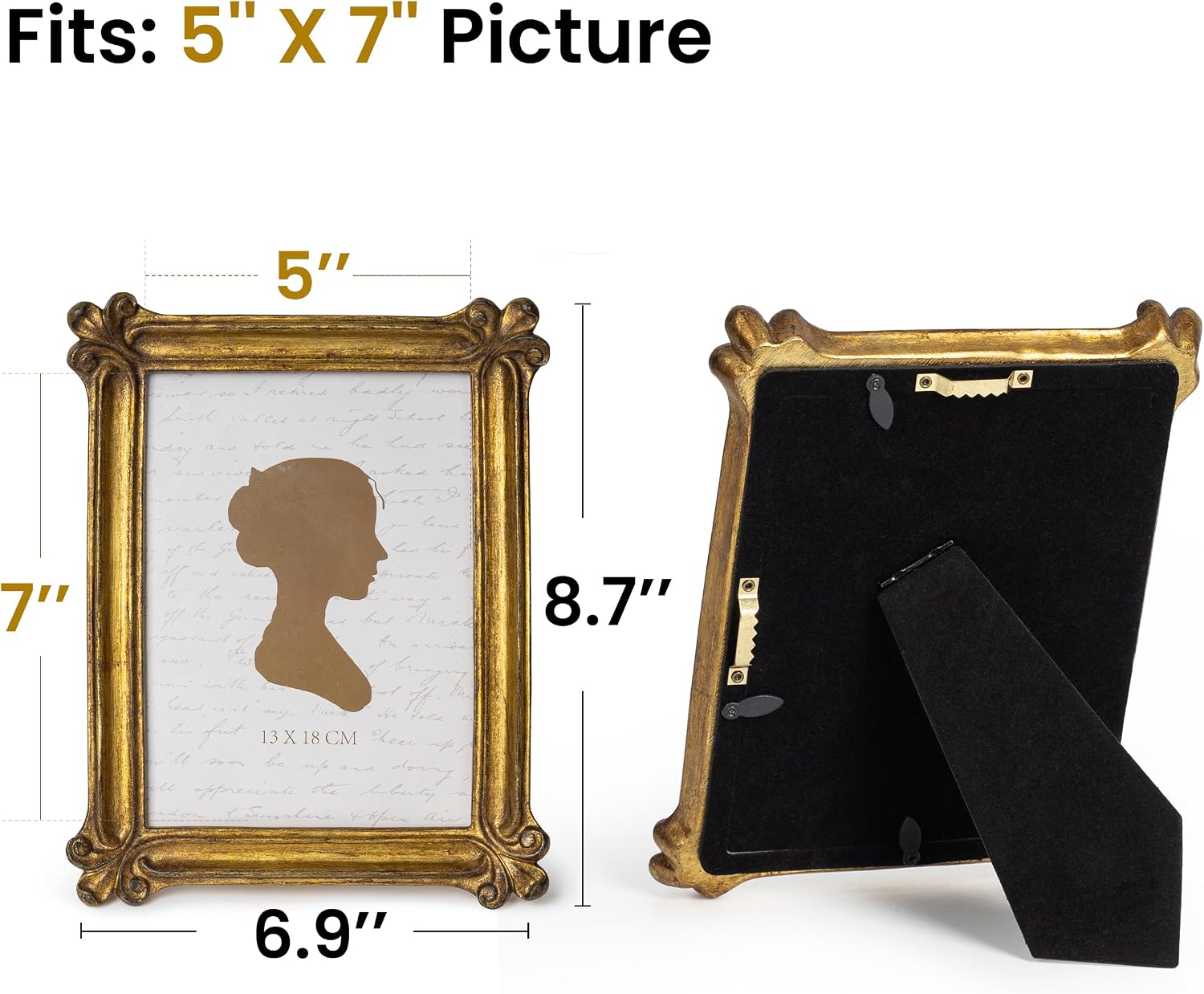 Aldernest Vintage Picture Frame 5x7 Inch, Luxury Antique Photo Frames with Glass Front, Distressed Dark Bronze