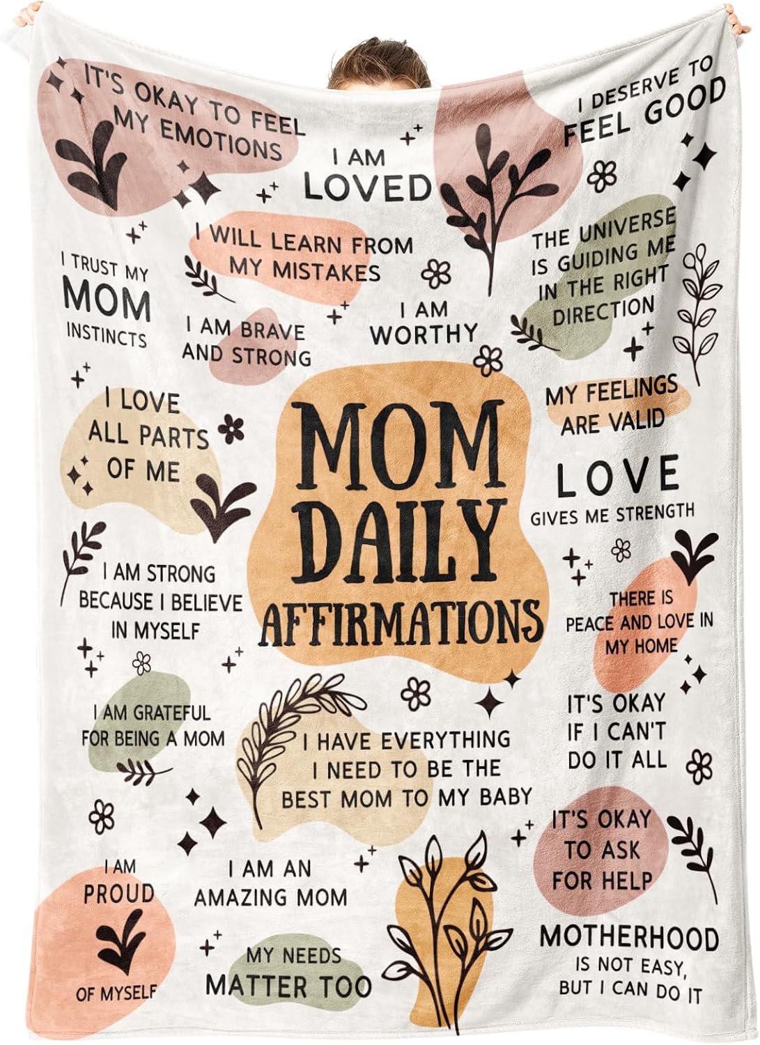 Birchmont New Mom Gifts Blanket, Mom Daily Affirmations, 1.3 pounds, 50*60IN, Yellow