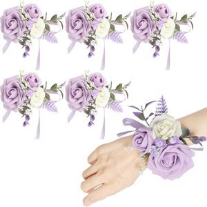 VelloHome Purple Corsage for Wedding Bridesmaid Mother Grandmother, 0.02 kg, 6 Count