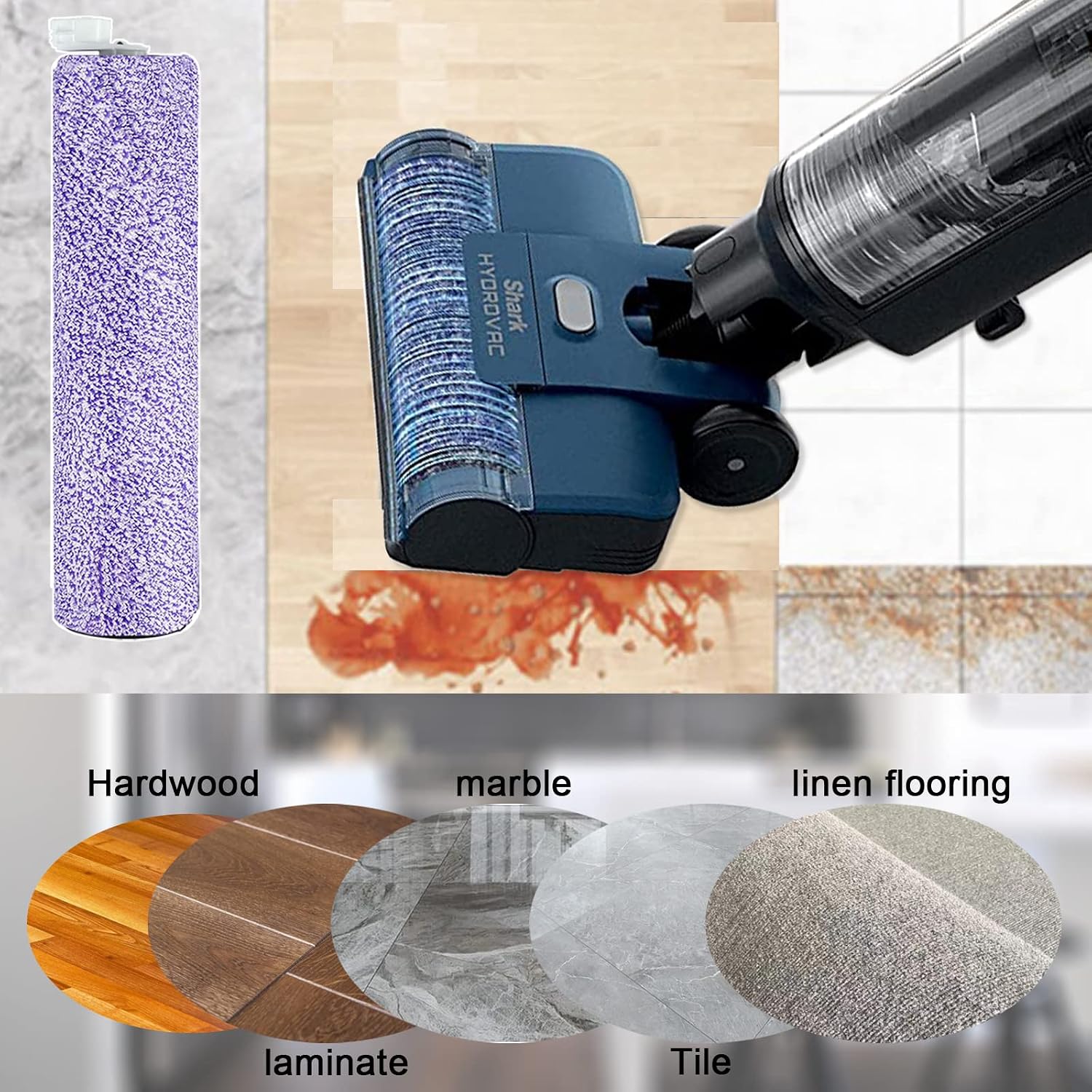 Barleyfield WDB1F2 Replacement Brushroll & Filte Bundle for Shark WD101 WD201 WD100 WD200 AW201 WD200C WD201C WD101C AW261 wd160 HydroVac XL 3-in-1