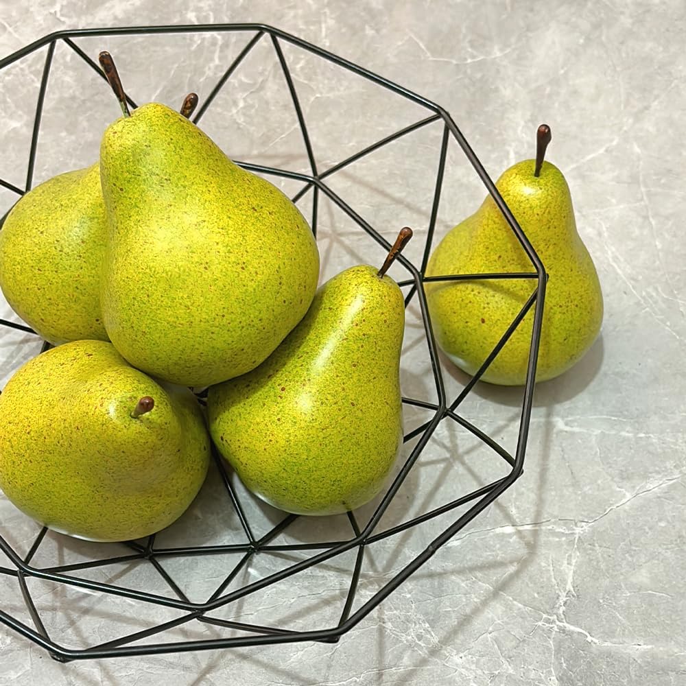 Ashenby 6PCS Fake Brown Pear Artificial Lifelike Fake Fruits Decorative for Kitchen Party Home Ornament House Table Faux Fruit Centerpieces Sketch