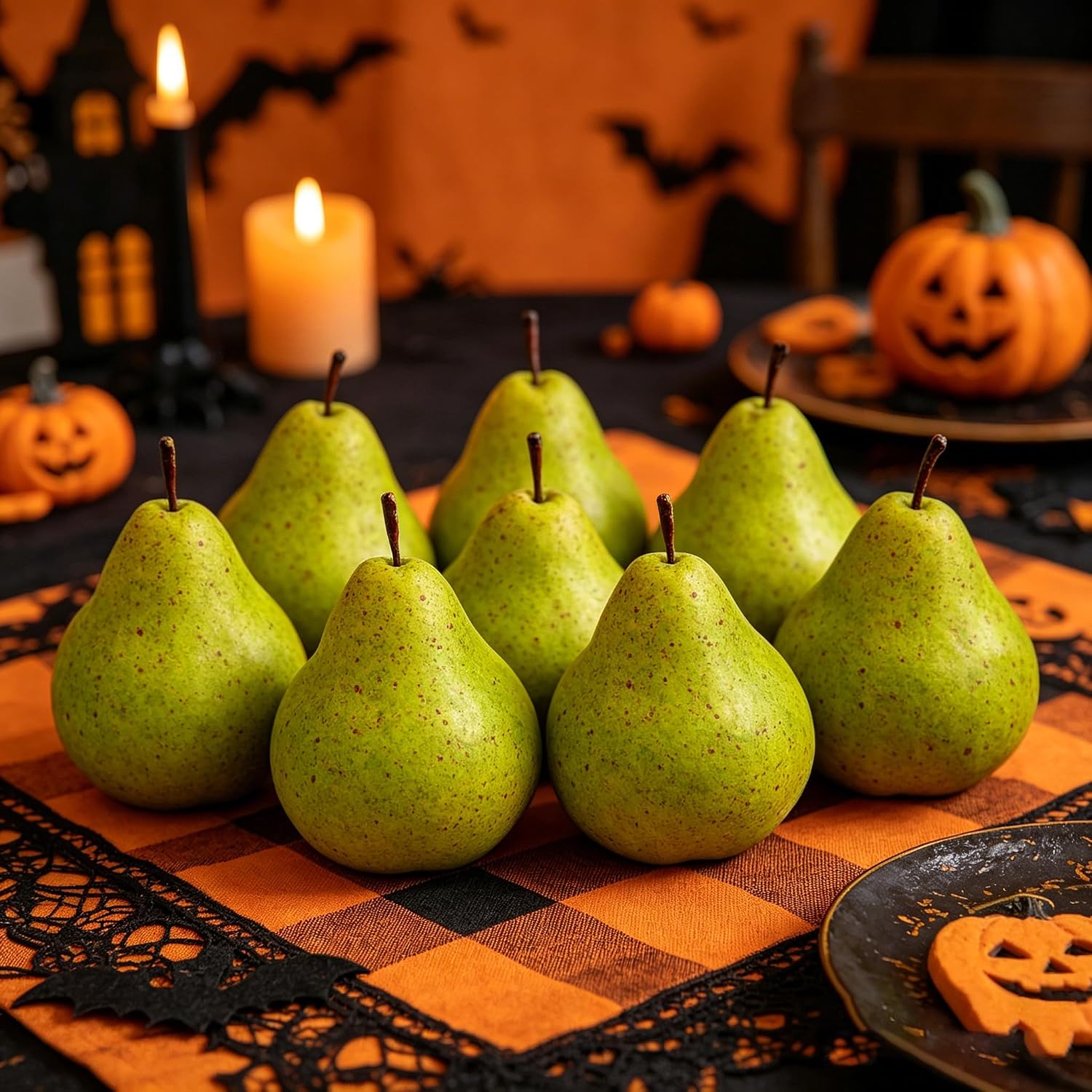 Ashenby 6PCS Fake Brown Pear Artificial Lifelike Fake Fruits Decorative for Kitchen Party Home Ornament House Table Faux Fruit Centerpieces Sketch