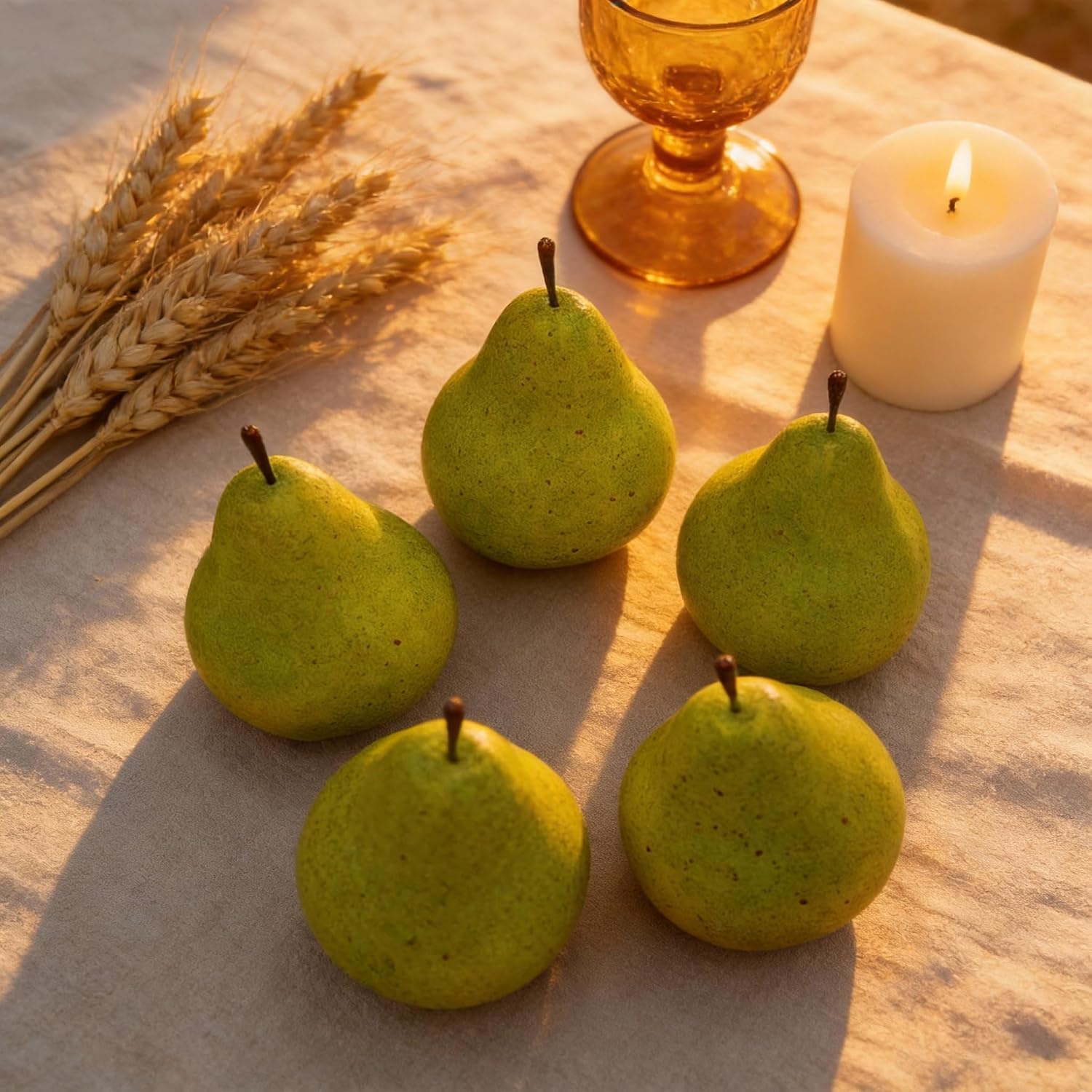 Ashenby 6PCS Fake Brown Pear Artificial Lifelike Fake Fruits Decorative for Kitchen Party Home Ornament House Table Faux Fruit Centerpieces Sketch