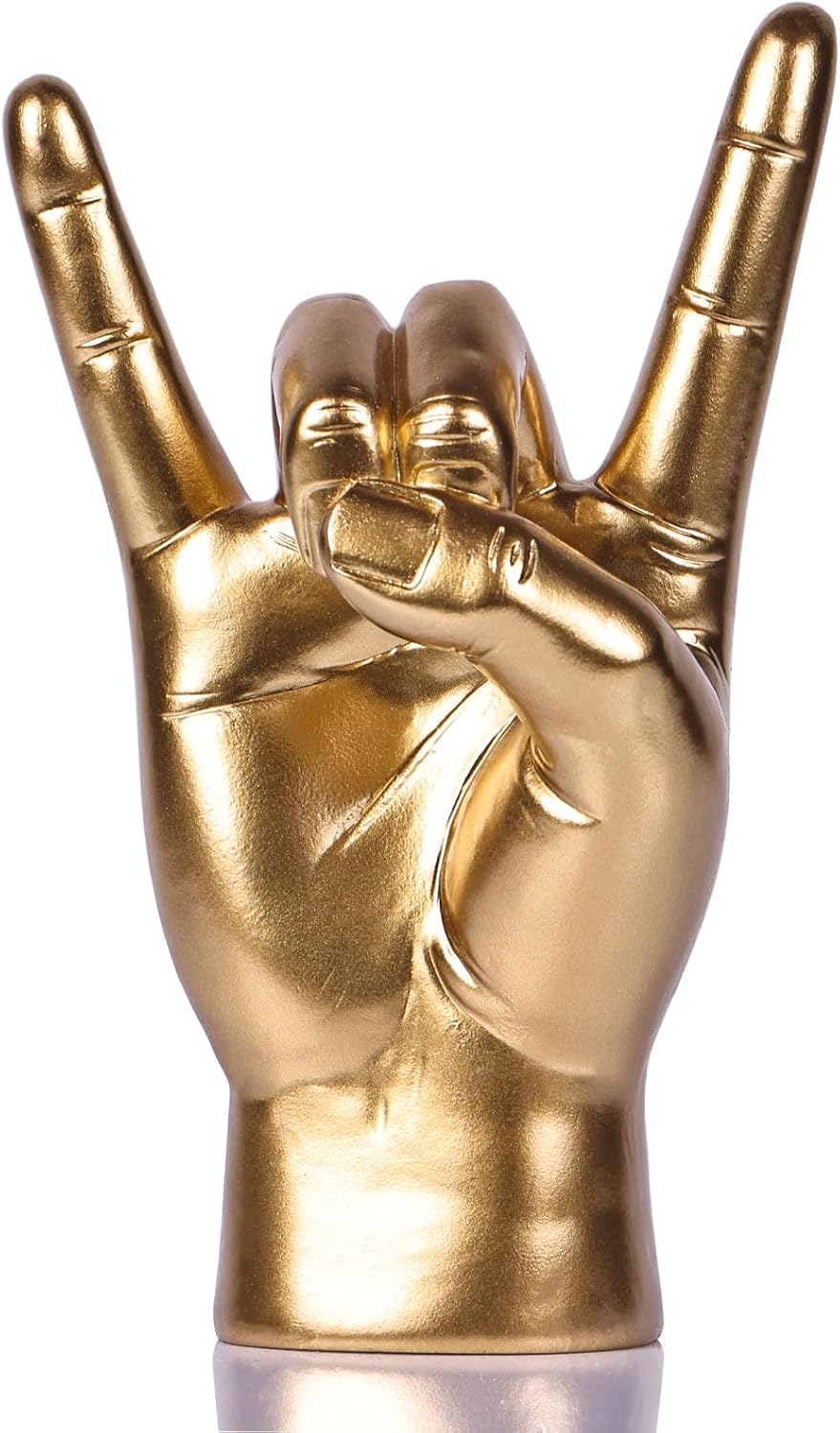 Quillstone 7.7" Gold Resin Rock On Hand Gesture Statue - Rock Culture Music Lovers' Decorative Tabletop Sculpture for Bookshelf