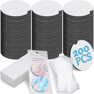 Ashenby 400 Pcs Sublimation Car Coaster Blank Set Packaging for Selling, White