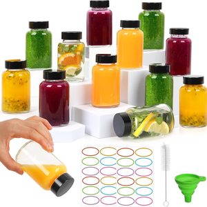 Aldernest 4oz Ginger Shots Bottles 16Pack- Portable Leakproof Glass Jars with Lids, 1.81 kg, black lids