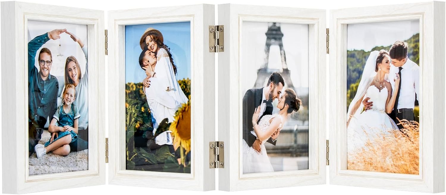 Birchmont 4x6 Back To School Picture Frame 4 Hinged Photo Frame with 4 Openings, 1.6 ounces, White