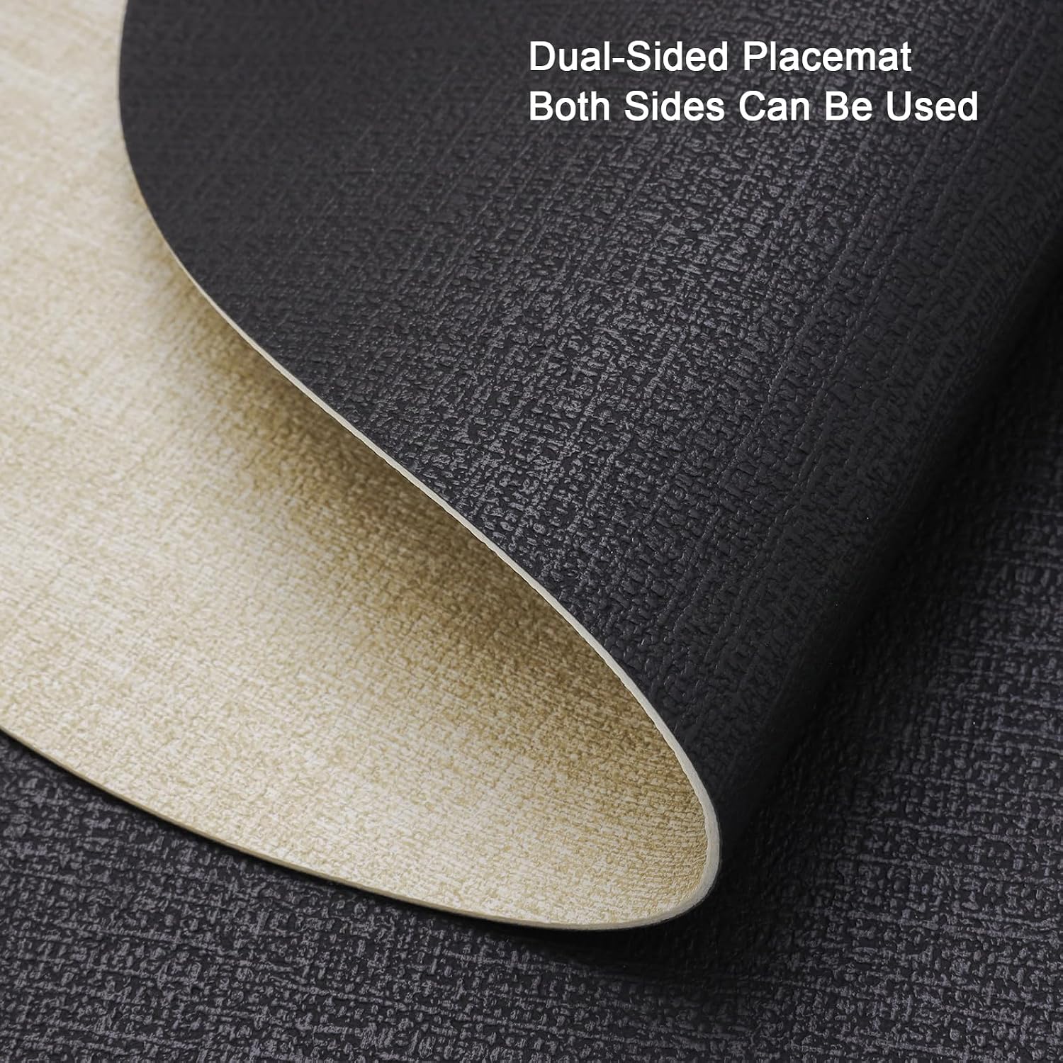 Aldernest Faux Leather Placemats Set of 4, Dual Sided with Drink Coasters, Cream White Black