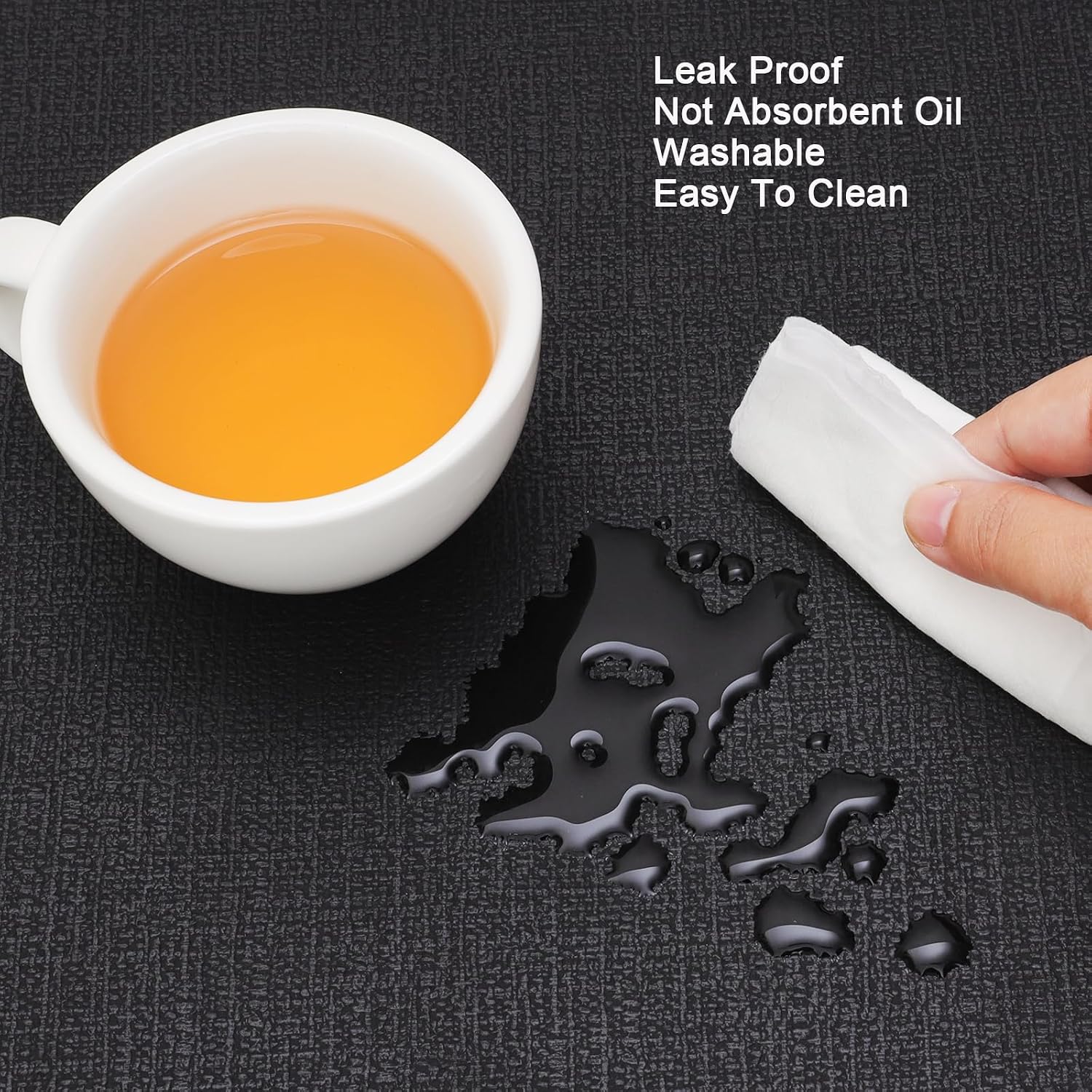 Aldernest Faux Leather Placemats Set of 4, Dual Sided with Drink Coasters, Cream White Black