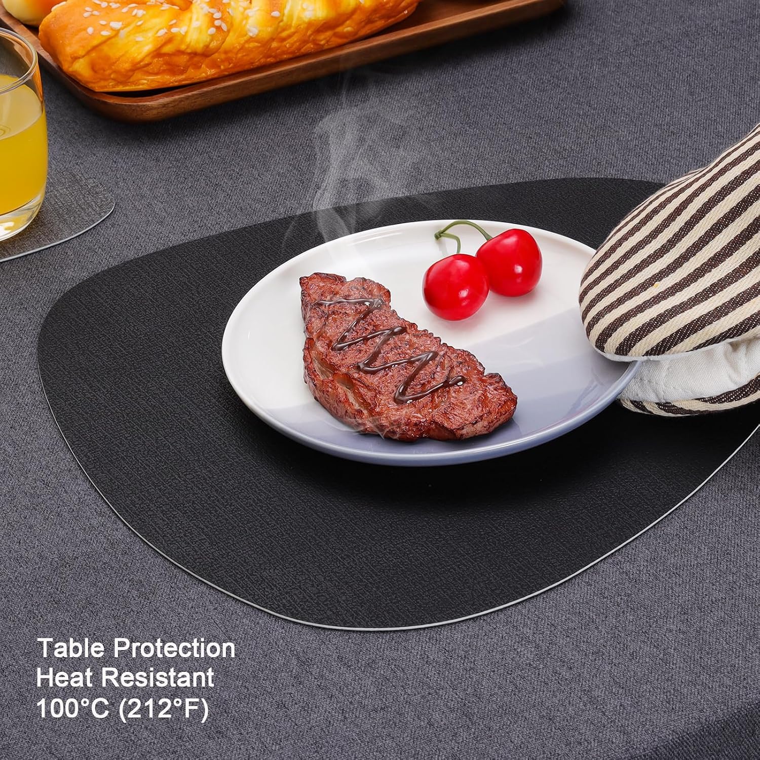 Aldernest Faux Leather Placemats Set of 4, Dual Sided with Drink Coasters, Cream White Black