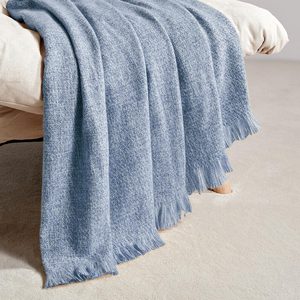 VelloHome Blue Throw Blanket Faux Cashmere Throw Outdoor Blanket 50"x 70", 0.63 kg