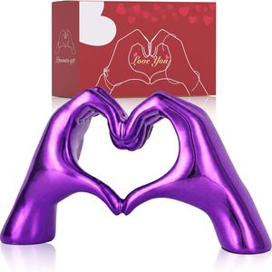 Barleyfield Purple Room Decor Accents, Heart Hand Statues and Sculptures, 0.29 kg, 5.51 x 1.18 x 3.14 inches, S-purple