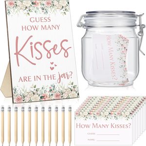 Quillstone 122Pcs Guess How Many Kisses Bridal Shower Game Set, Flowers, 1.06 pounds