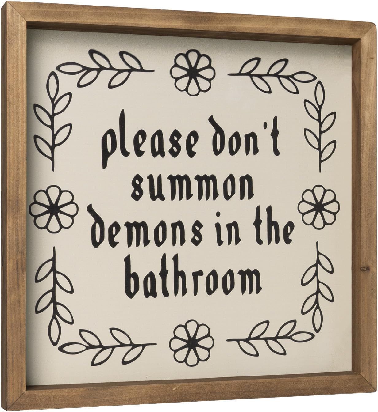 Aldernest Witchy Bathroom Wall Decor, Halloween Funny Whimsigoth Witch Sign, 16 ounces, 11.8"L x 11.8"W, White-Demons