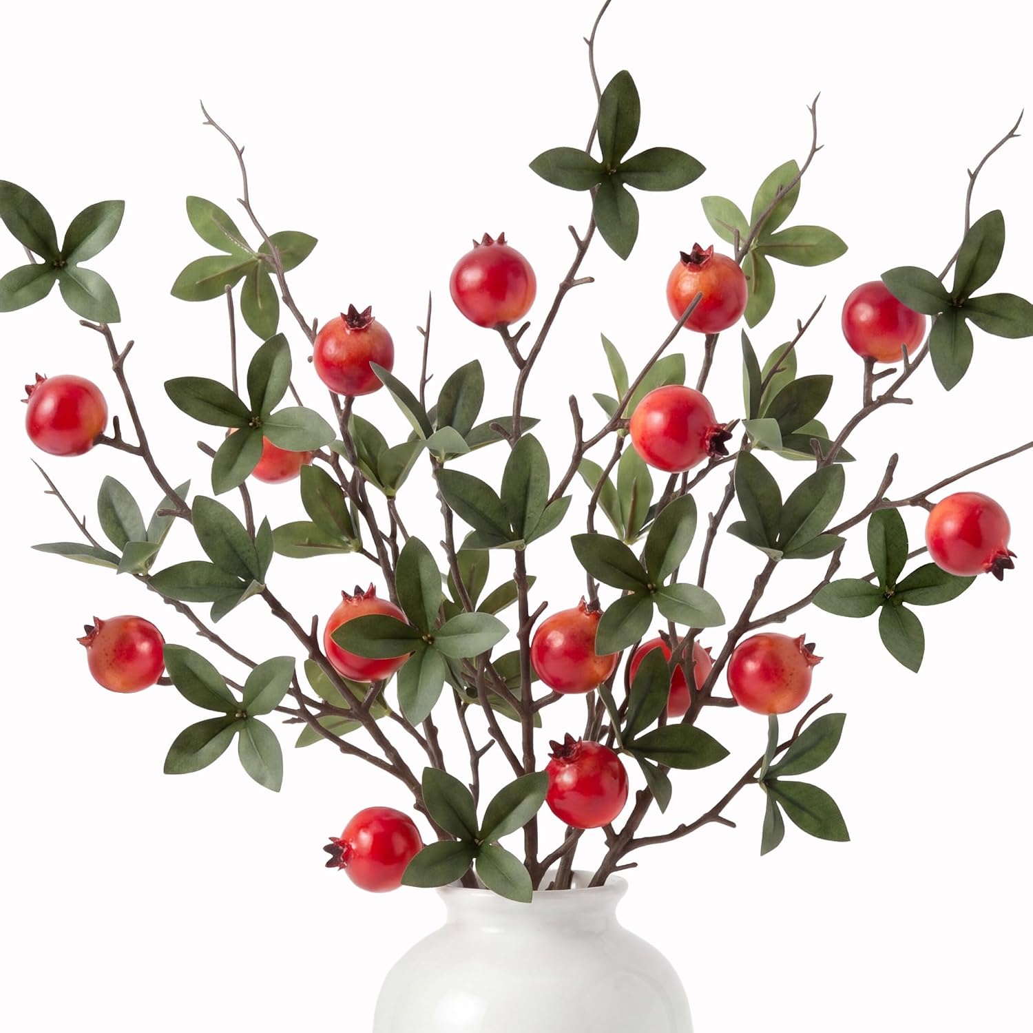 Aldernest 5 Pcs Small Fake Pomegranate Branch Decor Artificial Pomegranate, Small Pomegranate Branch, 16.99 Count