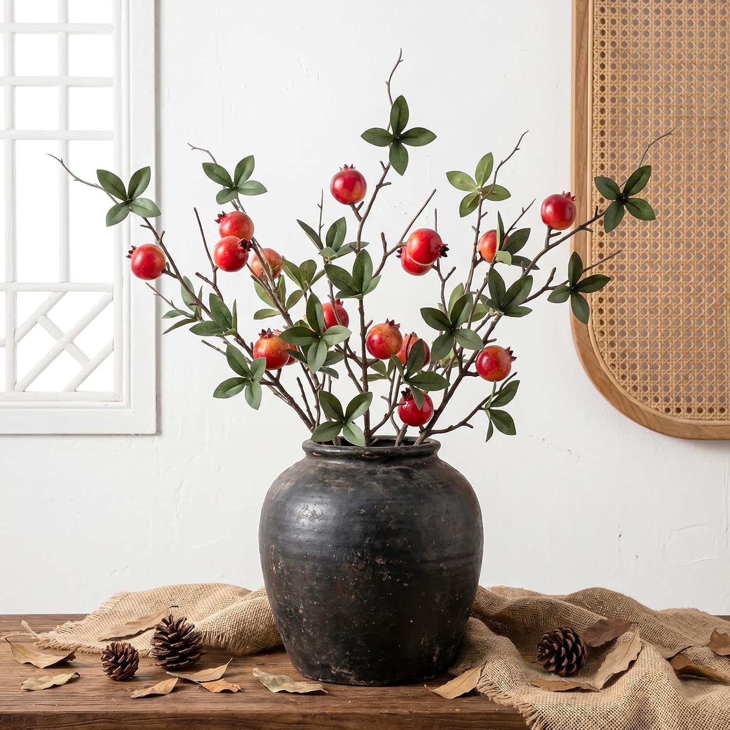 Aldernest 5 Pcs Small Fake Pomegranate Branch Decor Artificial Pomegranate, Small Pomegranate Branch, 16.99 Count