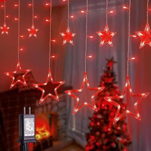 Birchmont 8.2FT 126L Red Halloween Star Icicle Curtain Fairy Lights Indoor
