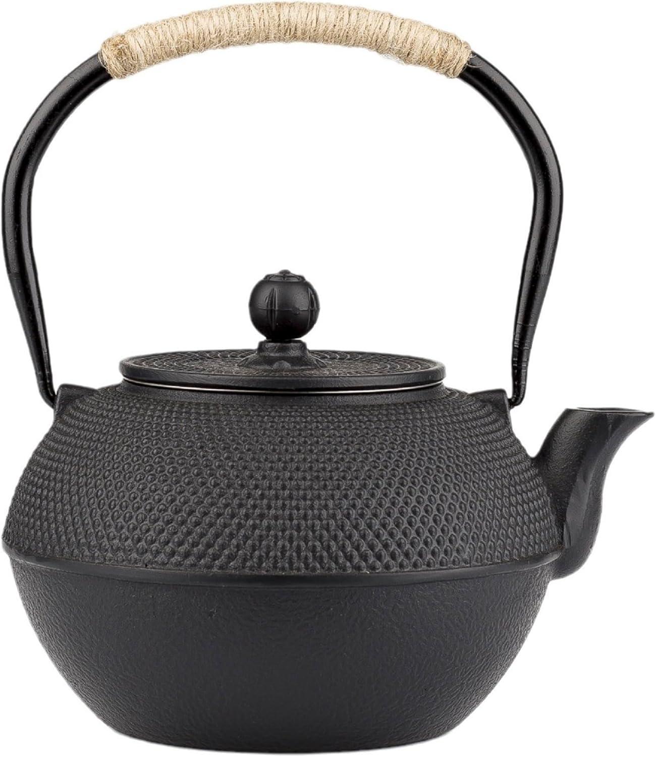 VelloHome 40oz Cast Iron Tea Kettle for Stovetop, Black Teapot with Infuser, 1.3 Quarts