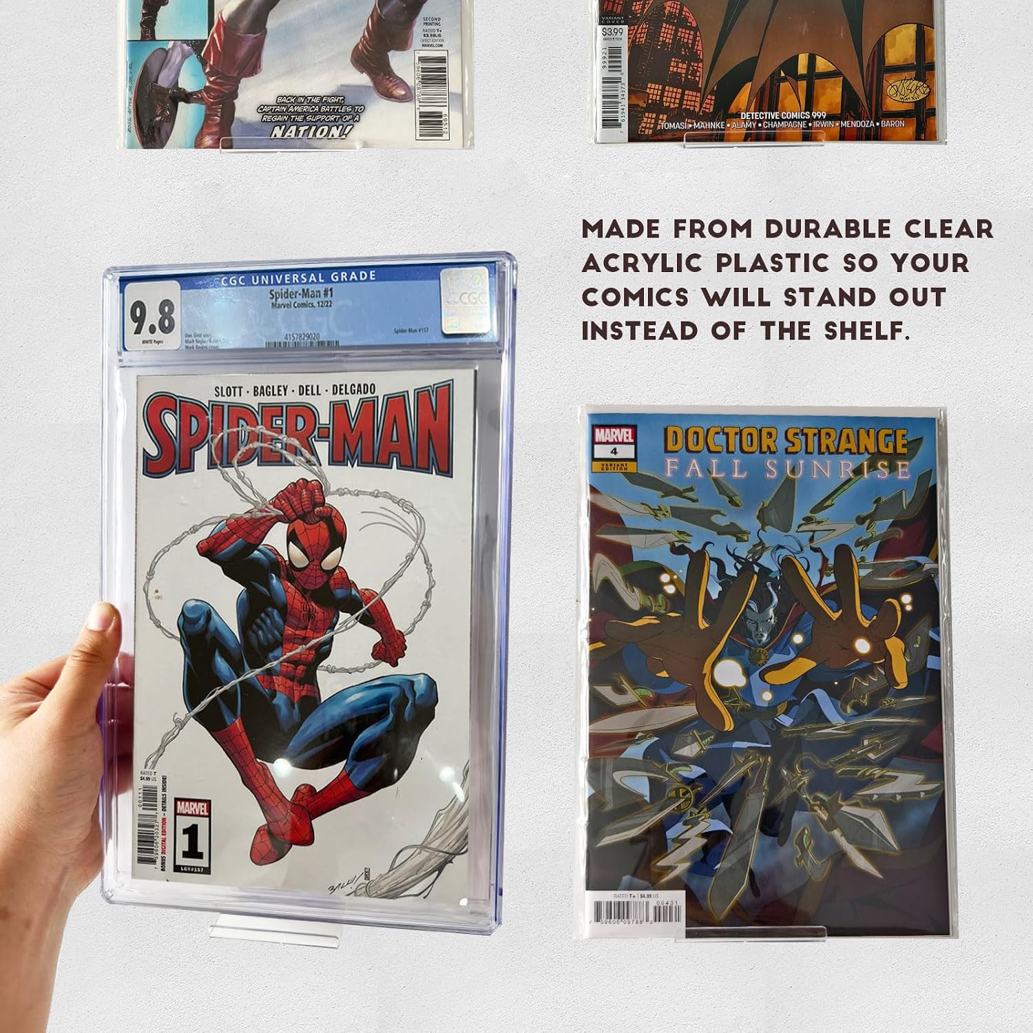 Aldernest 12pcs Comic Book Display Manga Shelves Stand Wall Mount Comic Frame Holder, 5.28 ounces, clear