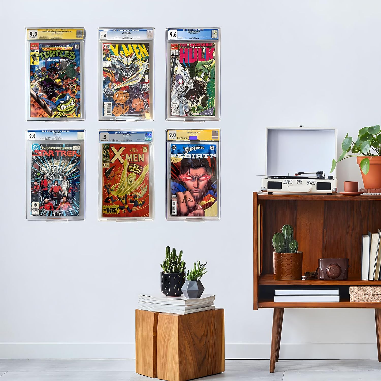 Aldernest 12pcs Comic Book Display Manga Shelves Stand Wall Mount Comic Frame Holder, 5.28 ounces, clear