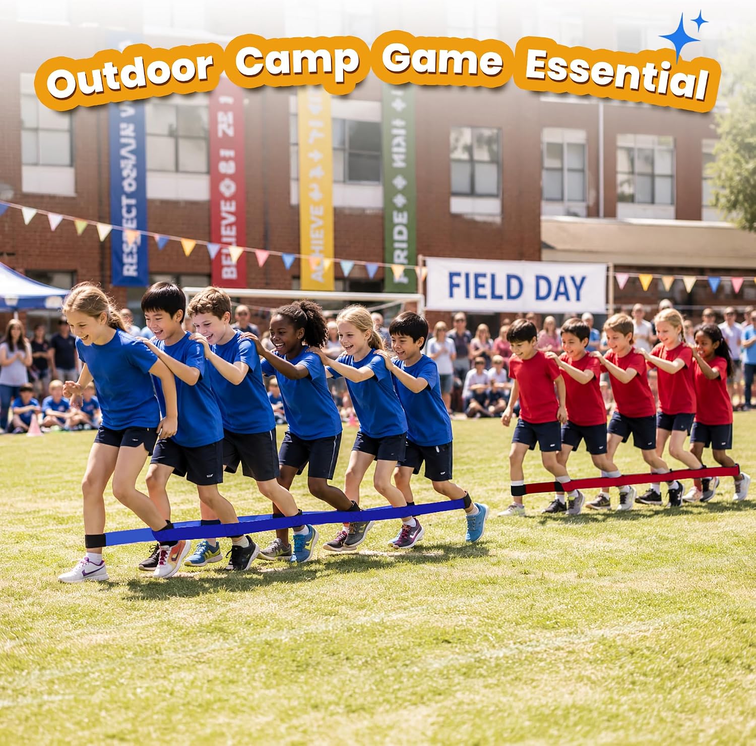 Aldernest 3 Legged Race Bands, Field Day Games for Adults, Outdoor Games for Carnival, Medium, 4 Count