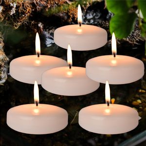 Ashenby 3 inch White Floating Candles, Wedding Candles for Centerpieces 12Pack, 2.4 pounds