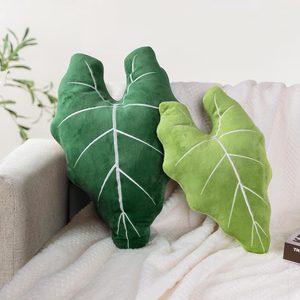 Aldernest Set of 2 3D Leaves Decorative Throw Pillows, Green
