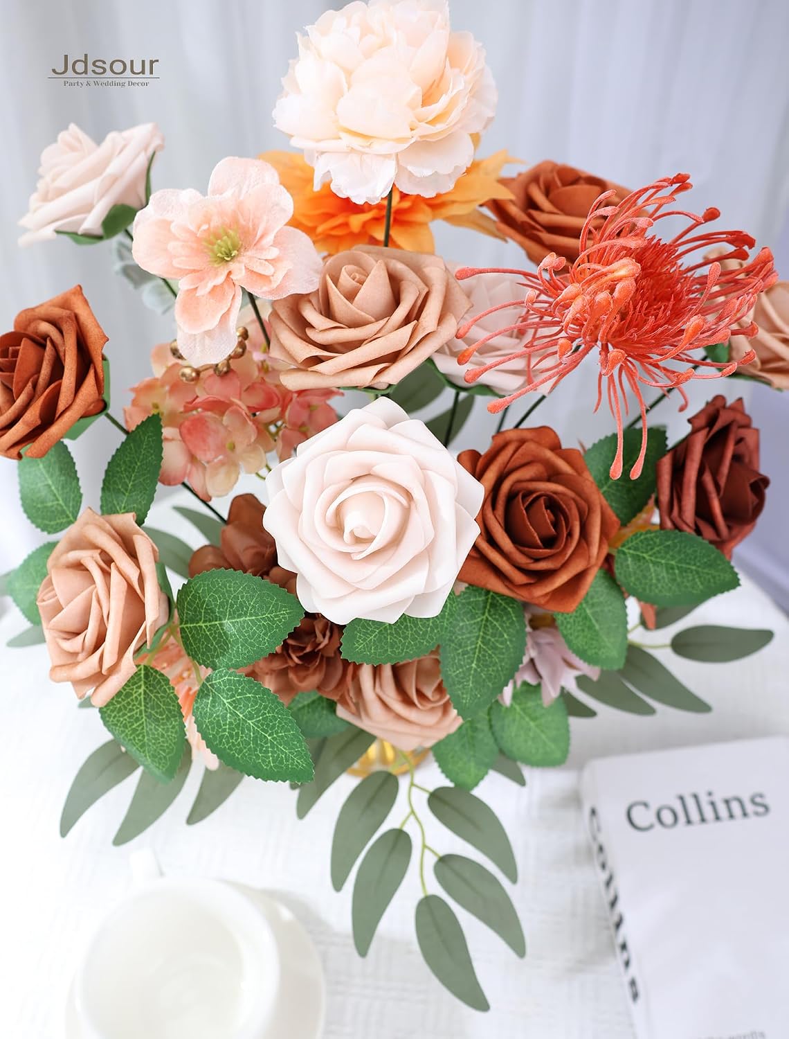 Aldernest 25pcs Artificial Flower, Shades of Burnt Orange