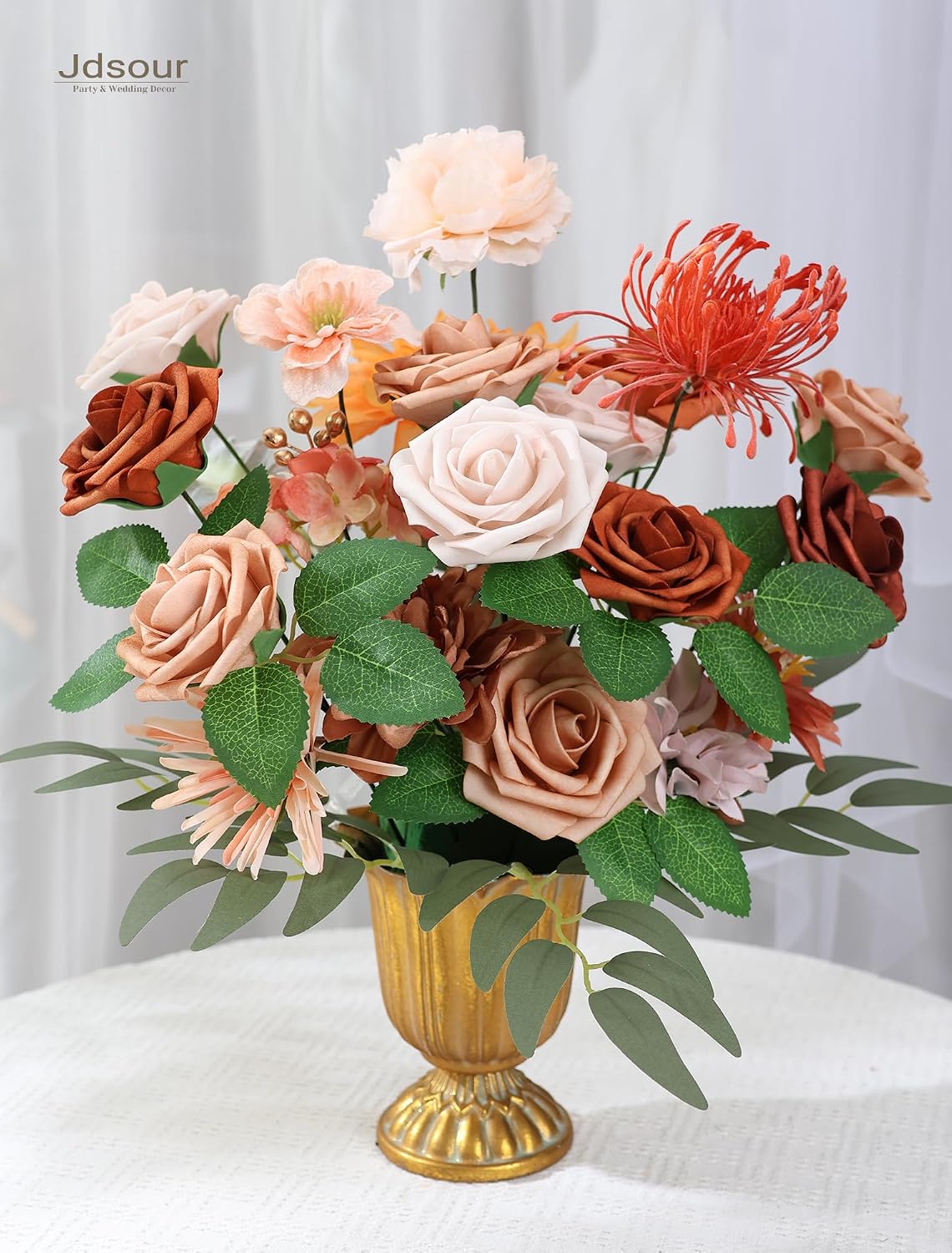 Aldernest 25pcs Artificial Flower, Shades of Burnt Orange