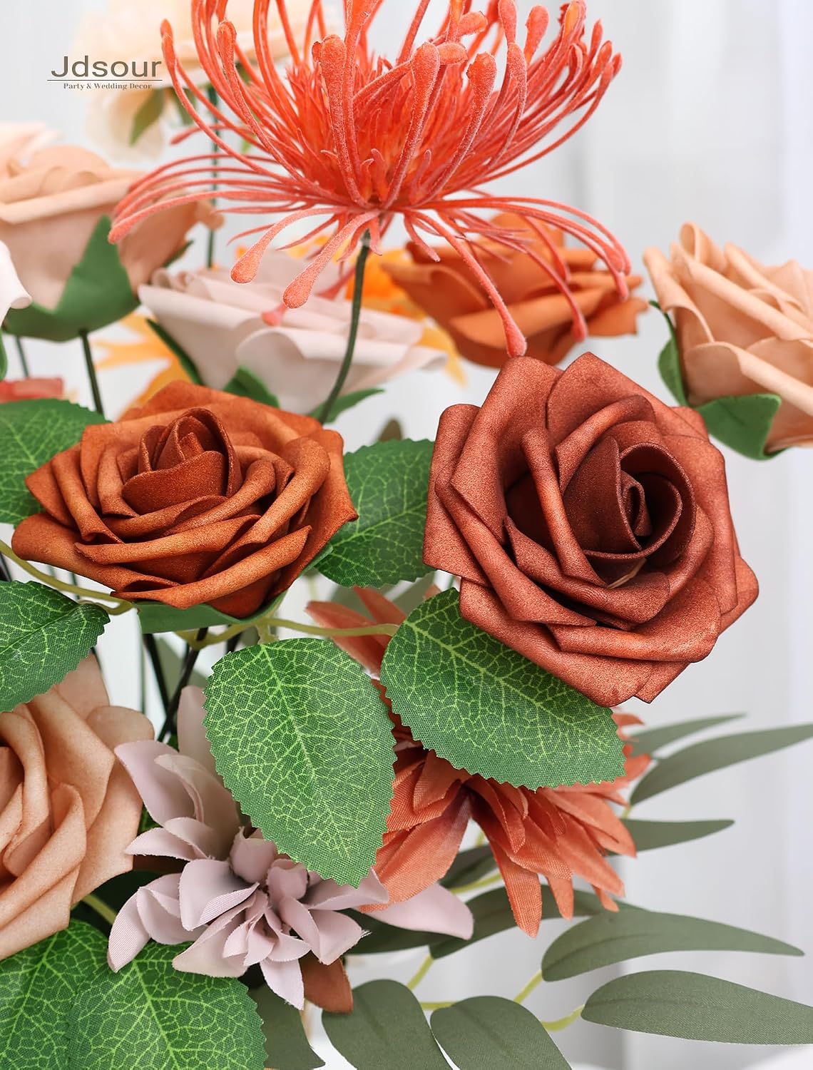 Aldernest 25pcs Artificial Flower, Shades of Burnt Orange