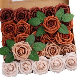 Aldernest 25pcs Artificial Flower, Shades of Burnt Orange