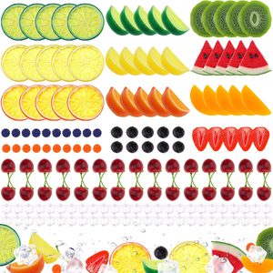 Aldernest 160 Pcs Fake Fruit Slice Artificial Plastic Lemon Fruit Blocks, 0.4 kg, Yellow