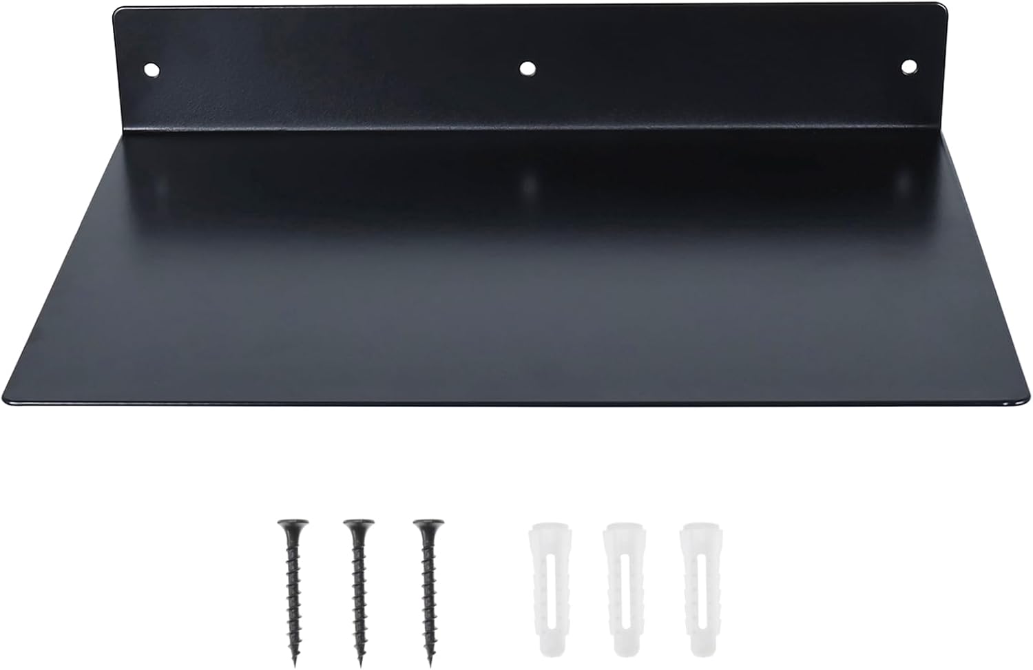 Aldernest Metal Floating Shelf Wall Mounted Heavy Duty Steel Display Shelves, Black, 1 kg, 12"W x 8"D
