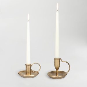 Aldernest Vintage Iron Taper Candle Holder Set of 2 Antique Brass Candlestick Holders, 0.94 kg