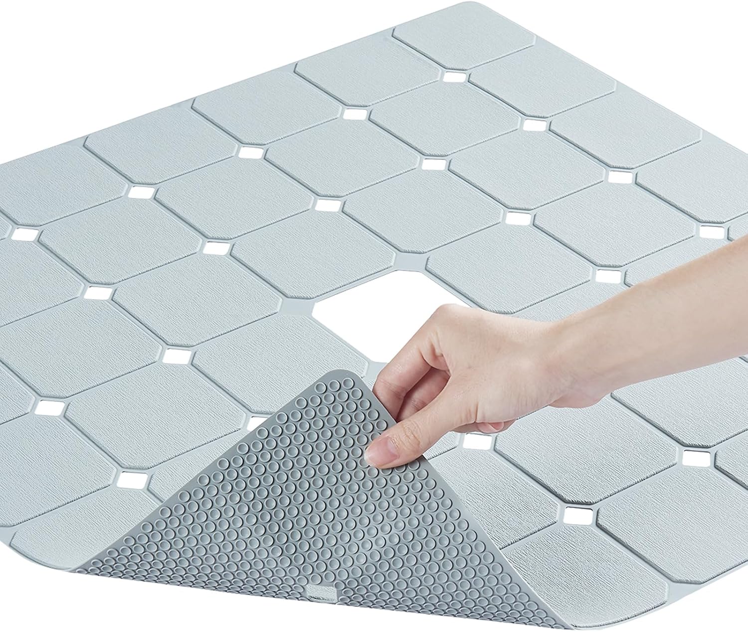 Aldernest Shower Mat Non Slip Silicone Soft Odorless Bathtub Mat Non Slip No Suction Cups for Refinished,Reglazed and Textured Bath Tub Mat 24 X 24