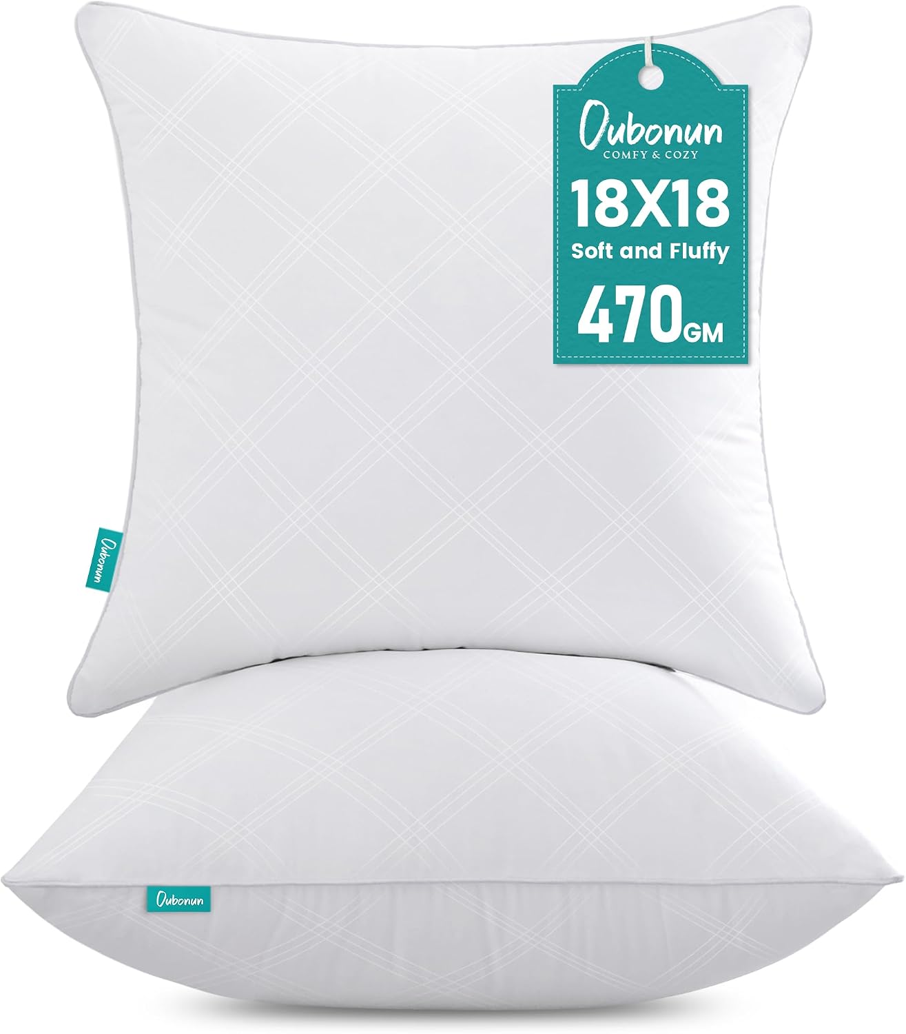 Ashenby 18x18 Throw Pillow Inserts Set of 2, Soft Decorative Couch Cushion, 1.6 ounces, White
