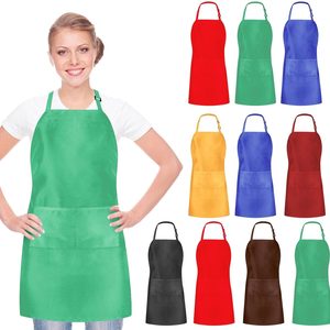 Ashenby 10/20 PCS Plain Bib Aprons Bulk, Adjustable Colorful Aprons with 2 Pockets for Painting Crafting BBQ Cooking