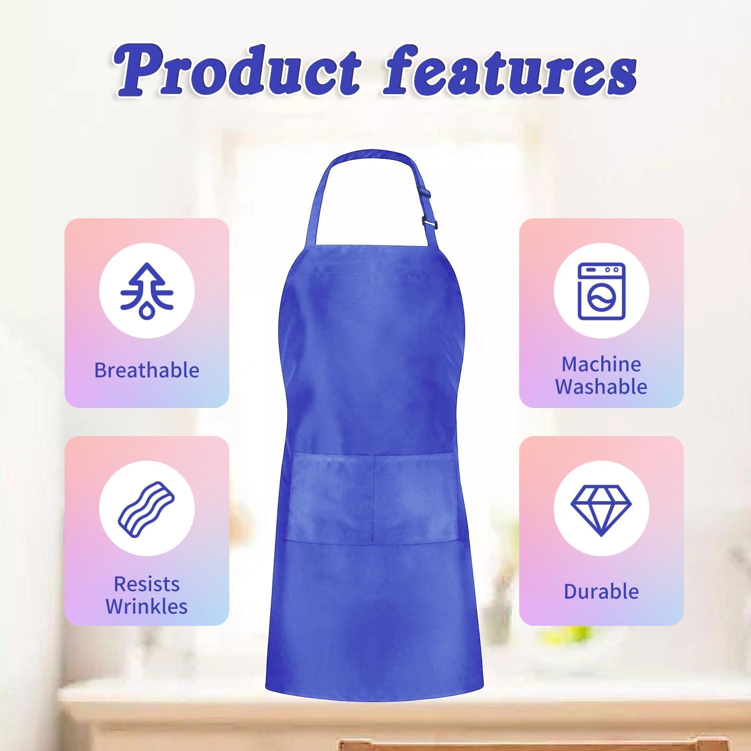 Ashenby 10/20 PCS Plain Bib Aprons Bulk, Adjustable Colorful Aprons with 2 Pockets for Painting Crafting BBQ Cooking