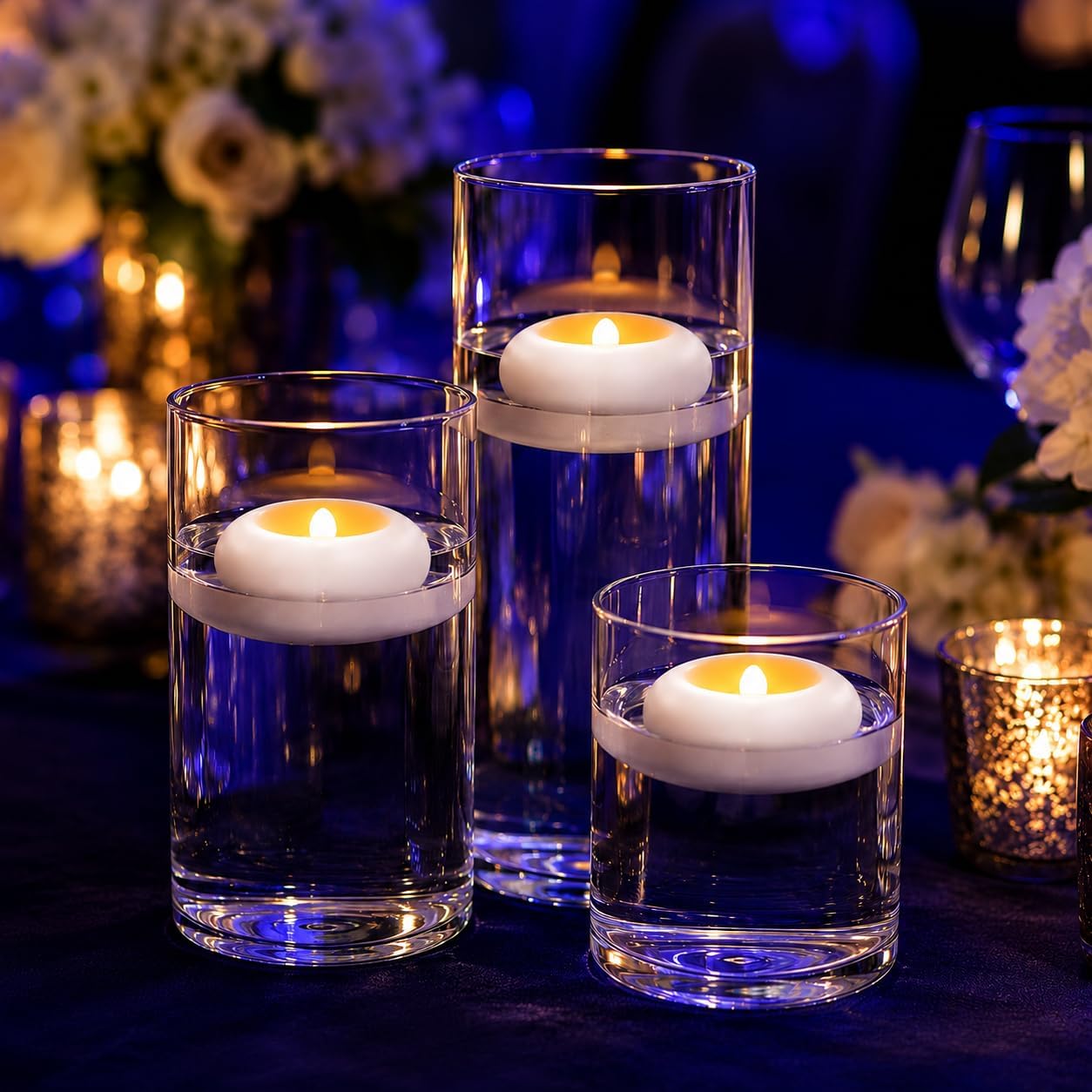 Ashenby 24 Pack LED Floating Candles, Water-Activated Flameless Candles, 1.3 pounds, White