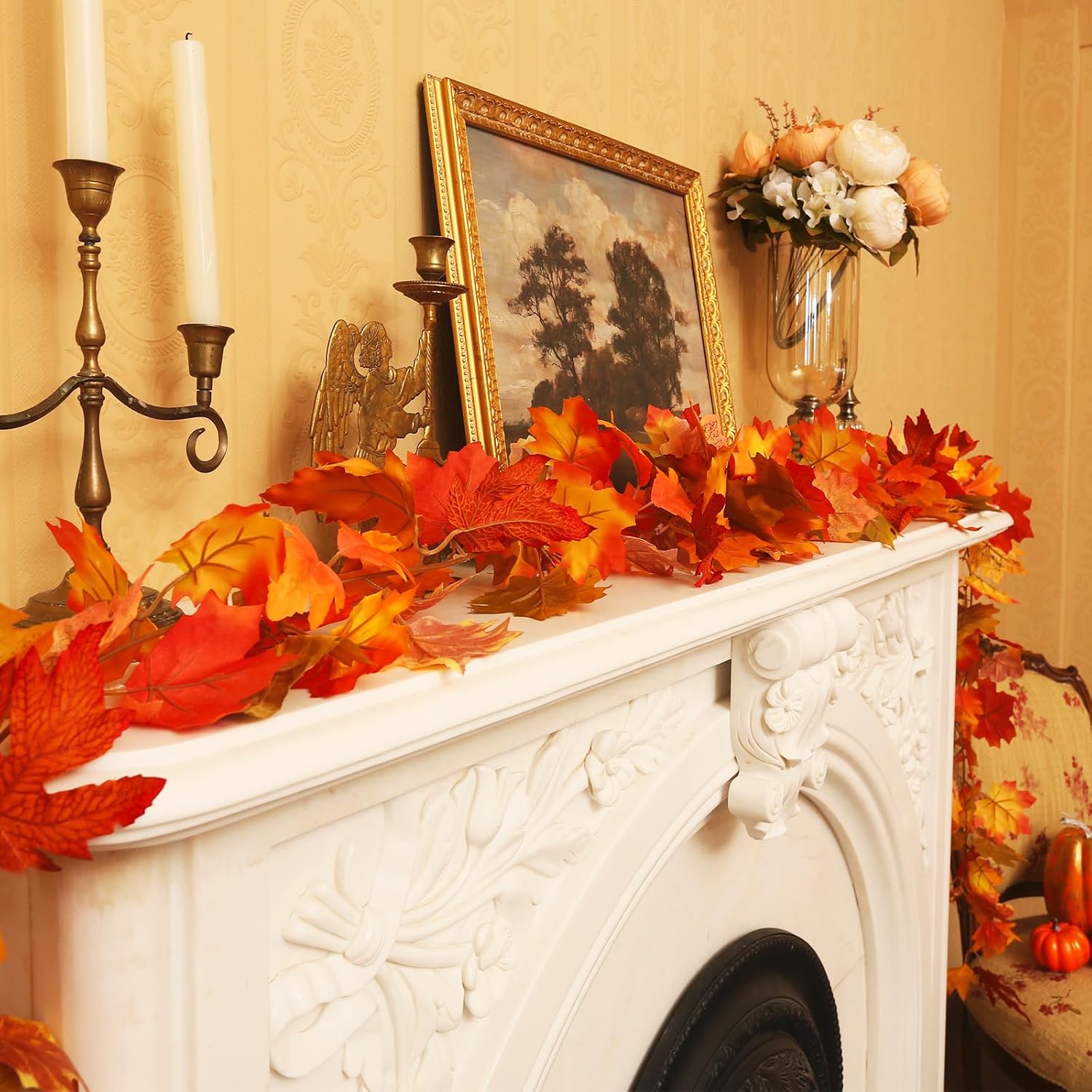 Birchmont 6 Pack Fall Garland Autumn Leaves Garland Outdoor, Fall Decorations for Home, 0.64 kg