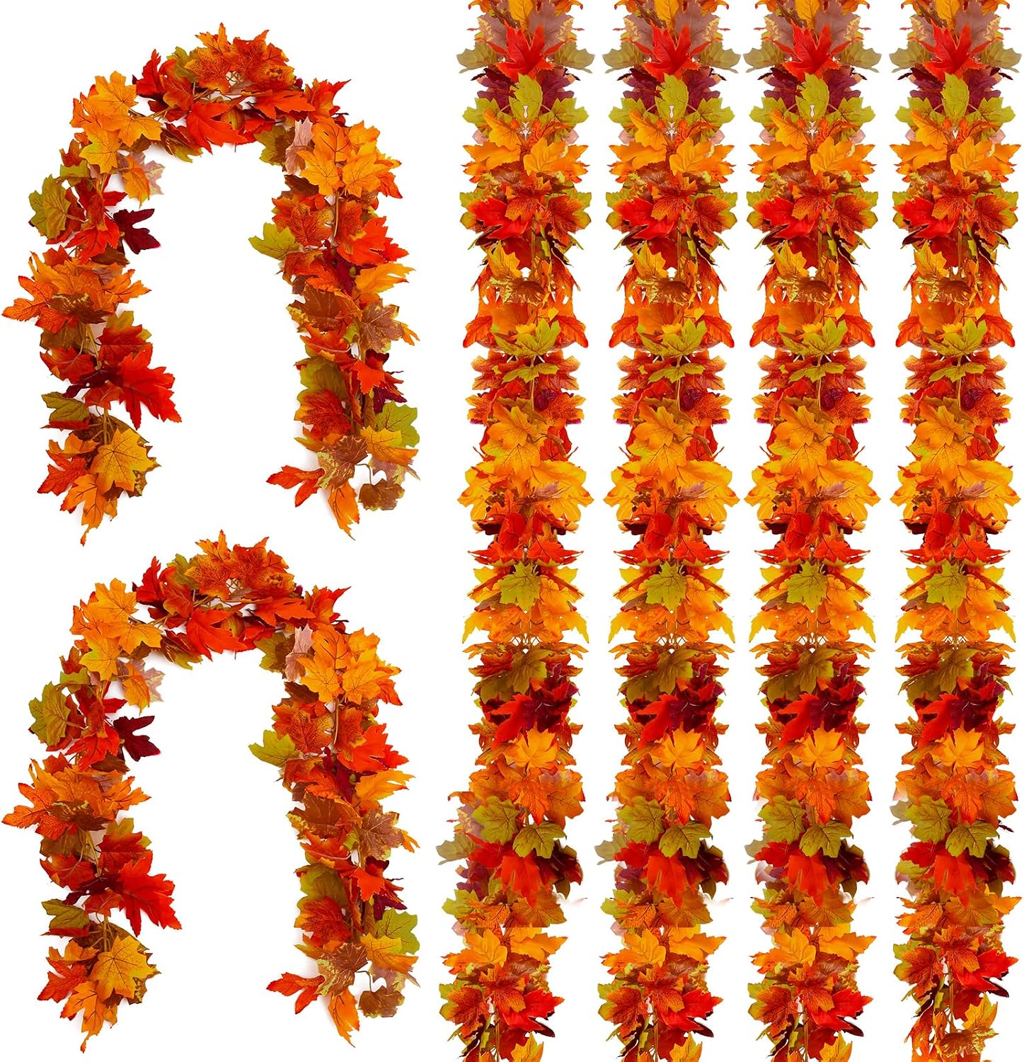 Birchmont 6 Pack Fall Garland Autumn Leaves Garland Outdoor, Fall Decorations for Home, 0.64 kg